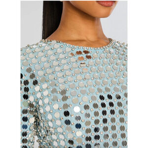 RETROFETE Rialta Light Blu Sequin Long Sleeve Maxi Dress - M